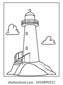 Lighthouse Páginas para colorear para niños, Lighthouse Vector