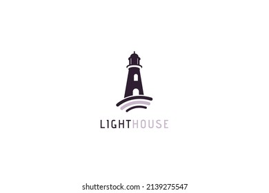 Lighthouse Communication Technology Logo Design. Lighthouse icon logo design vector template illustration.