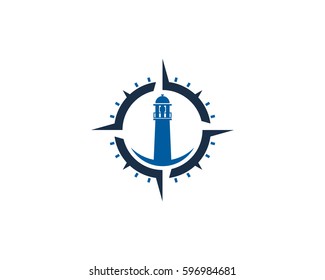 Lighthouse Compass Logo Design Element