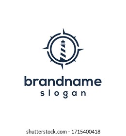 lighthouse compass logo design template