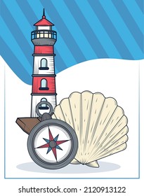 lighthouse and compass nautical style