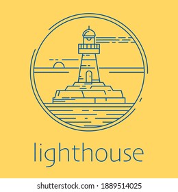 Lighthouse concept logo, abstract vector illustration.