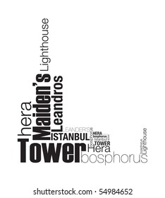 Lighthouse was created with typographic design, maiden's tower  in istanbul