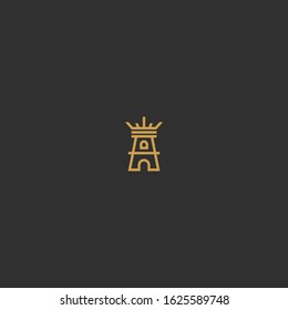 lighthouse and crown logo design