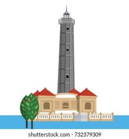 Lighthouse Dalat in illustration, in Truongsa island in Vietnam