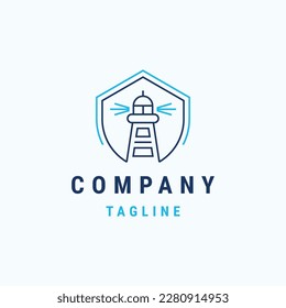 Lighthouse defense logo icon design template flat vector
