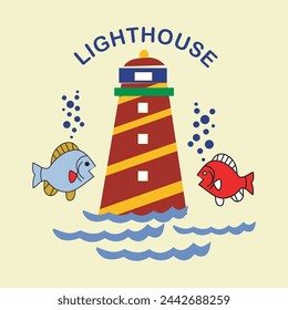 lighthouse design cartoon vector illustration