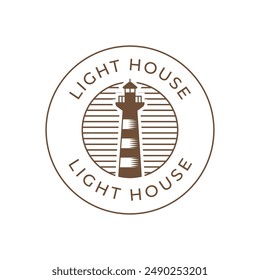 Lighthouse Design Element in Vintage Style for Logo or Badge Retro vector illustration. Vector illustration.