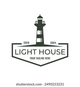Lighthouse Design Element in Vintage Style for Logo or Badge Retro vector illustration. Vector illustration.