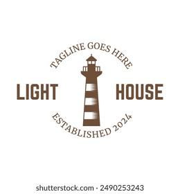 Lighthouse Design Element in Vintage Style for Logo or Badge Retro vector illustration. Vector illustration.
