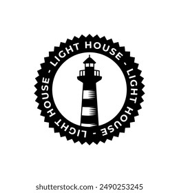 Lighthouse Design Element in Vintage Style for Logo or Badge Retro vector illustration. Vector illustration.
