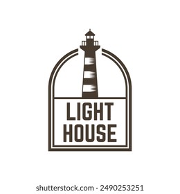 Lighthouse Design Element in Vintage Style for Logo or Badge Retro vector illustration. Vector illustration.