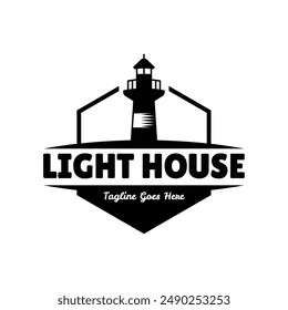 Lighthouse Design Element in Vintage Style for Logo or Badge Retro vector illustration. Vector illustration.