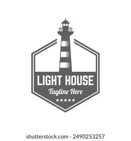 Lighthouse Design Element in Vintage Style for Logo or Badge Retro vector illustration. Vector illustration.