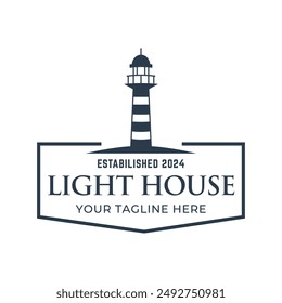 Lighthouse Design Element in Vintage Style for Logo or Badge Retro vector illustration. Vector illustration.