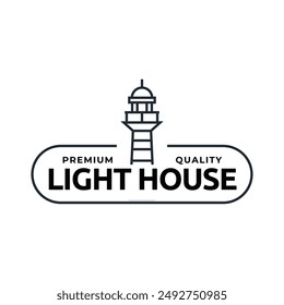 Elemento de diseño de faro en estilo Antiguas para logotipo o insignia de Ilustración vectorial retro. Ilustración vectorial.