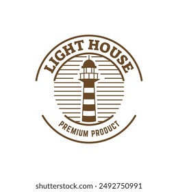 Lighthouse Design Element in Vintage Style for Logo or Badge Retro vector illustration. Vector illustration.