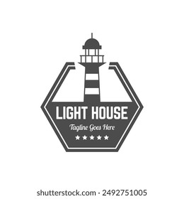 Lighthouse Design Element in Vintage Style for Logo or Badge Retro vector illustration. Vector illustration.