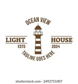 Lighthouse Design Element in Vintage Style for Logo or Badge Retro vector illustration. Vector illustration.