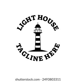 Lighthouse Design Element in Vintage Style for Logo or Badge Retro vector illustration. Vector illustration.