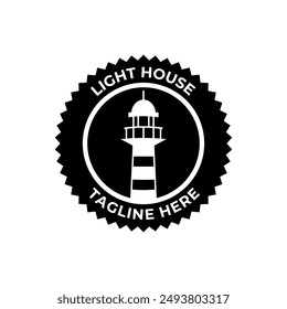 Lighthouse Design Element in Vintage Style for Logo or Badge Retro vector illustration. Vector illustration.