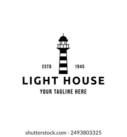 Lighthouse Design Element in Vintage Style for Logo or Badge Retro vector illustration. Vector illustration.