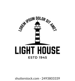 Lighthouse Design Element in Vintage Style for Logo or Badge Retro vector illustration. Vector illustration.