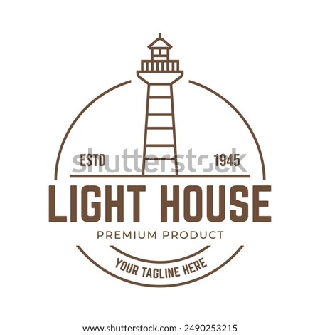 Lighthouse Design Element in Vintage Style for Logo or Badge Retro vector illustration. Vector illustration.