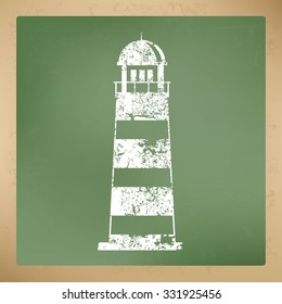 
Lighthouse design on old paper background, vector
