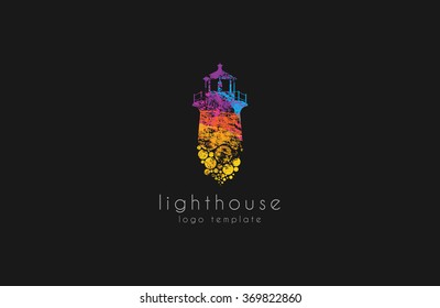 Lighthouse design. rainbow lighthouse. Lighthouse logo.