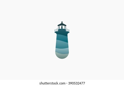 Lighthouse design. wave lighthouse. Lighthouse logo. Wave logo. Sea logo. Ocean logo