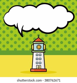 lighthouse doodle, speech bubble