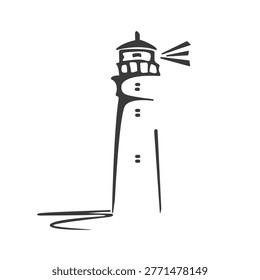 A lighthouse drawn in ink. A doodle-style illustration. A nautical symbol