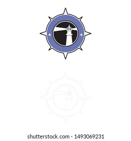 The Lighthouse emblem compass logo designs