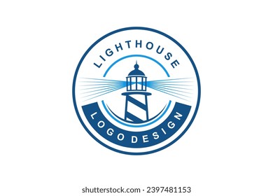 Lighthouse emblem logo with circle badge shape