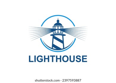 Lighthouse emblem logo with circle badge shape