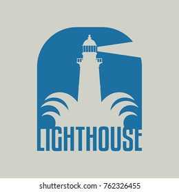 Lighthouse emblem or sign, vector illustration