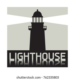 Lighthouse emblem or sign, vector illustration