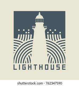 Lighthouse emblem or sign, vector illustration