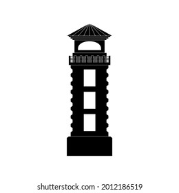 The lighthouse ensures the safety of sea vessels on a white background. A vector image.