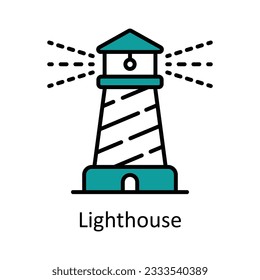 Lighthouse Filled Outline Icon Design illustration. Map and Navigation Symbol on White background EPS 10 File
