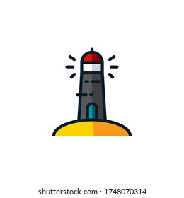 Lighthouse filled outline icons. Vector illustration. Editable stroke. Isolated icon suitable for web, infographics, interface and apps.