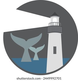 Yaquina Head Leuchtturm Oregon in der Nacht mit Walen im Hintergrund 