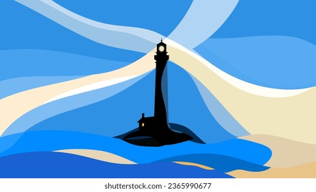 Lighthouse flat art Illustration, high quality vector