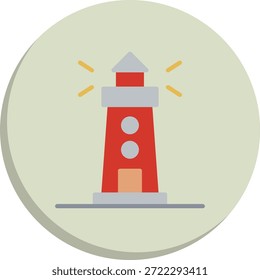 Lighthouse Flat Circle Style Icon