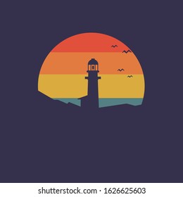 lighthouse in  flat design illustration