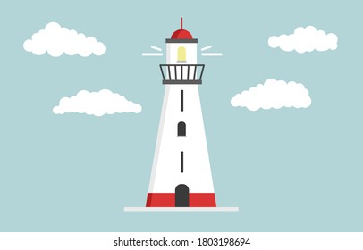 Lighthouse. Flat design, vector illustration.