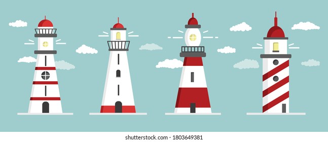 Lighthouse. Flat design, vector illustration.