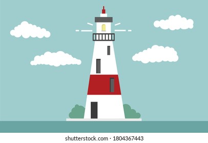 Lighthouse. Flat design, vector illustration.