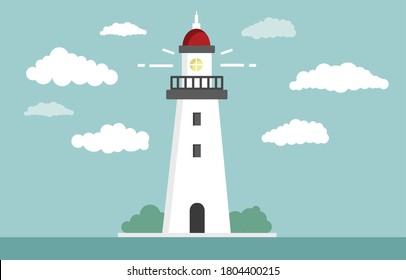 Lighthouse. Flat design, vector illustration.